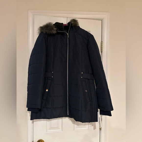 Details Jackets & Blazers - NWT Details Long Faux Fur Hooded Winter Coat BLACK Medium